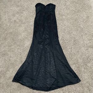 Evening Gown Strapless Mermaid Maxi Dress Medium Black Goth Gala Grunge Womens